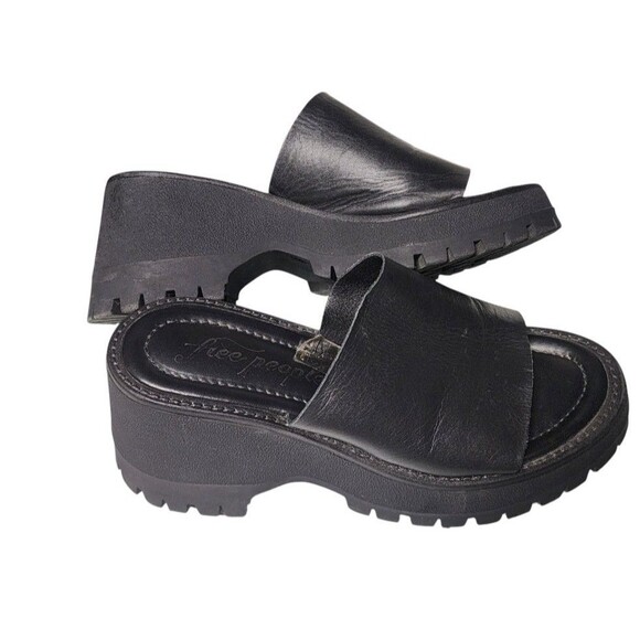 Free People Winona Wedge Black Comfort Leather Size EU 36 - Picture 1 of 9
